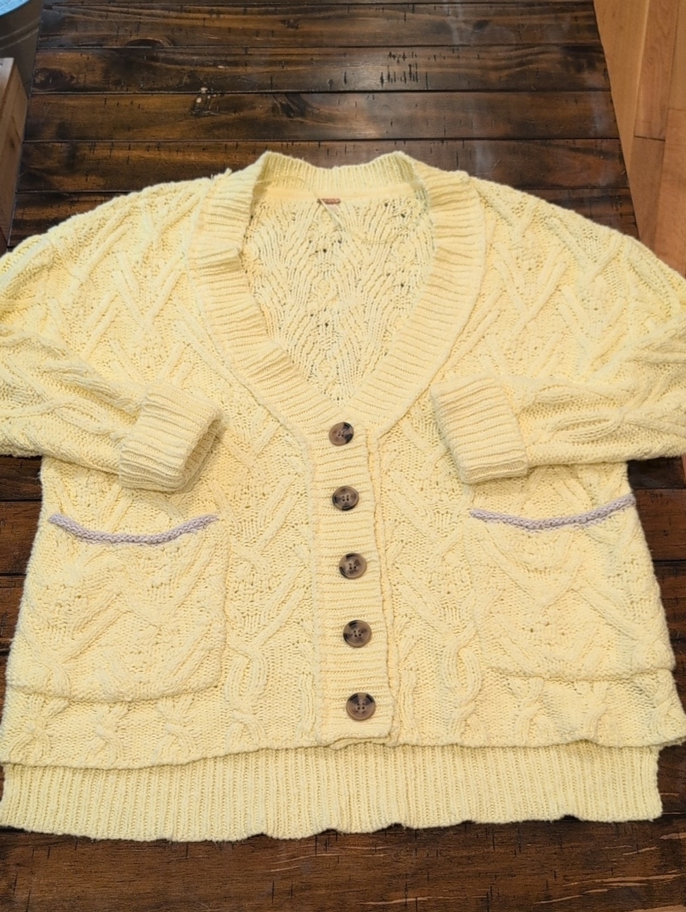 Free People Montana Cable Knit Cardigan Oversized - Picture 3 of 7